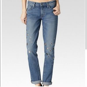 PAIGE Blue Boyfriend Jeans with Distressed Detailing